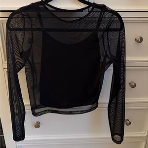 Hollister Black Sheer Long Sleeve Blouse